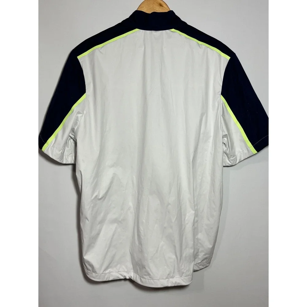 NWT Above The Links Mens Golf Windbreaker Jacket Short Sleeve White Navy Neon L‎
